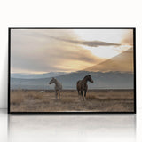 Large abstract wall art depicting a Montana landscape in muted earth tones, framed in black acrylic.