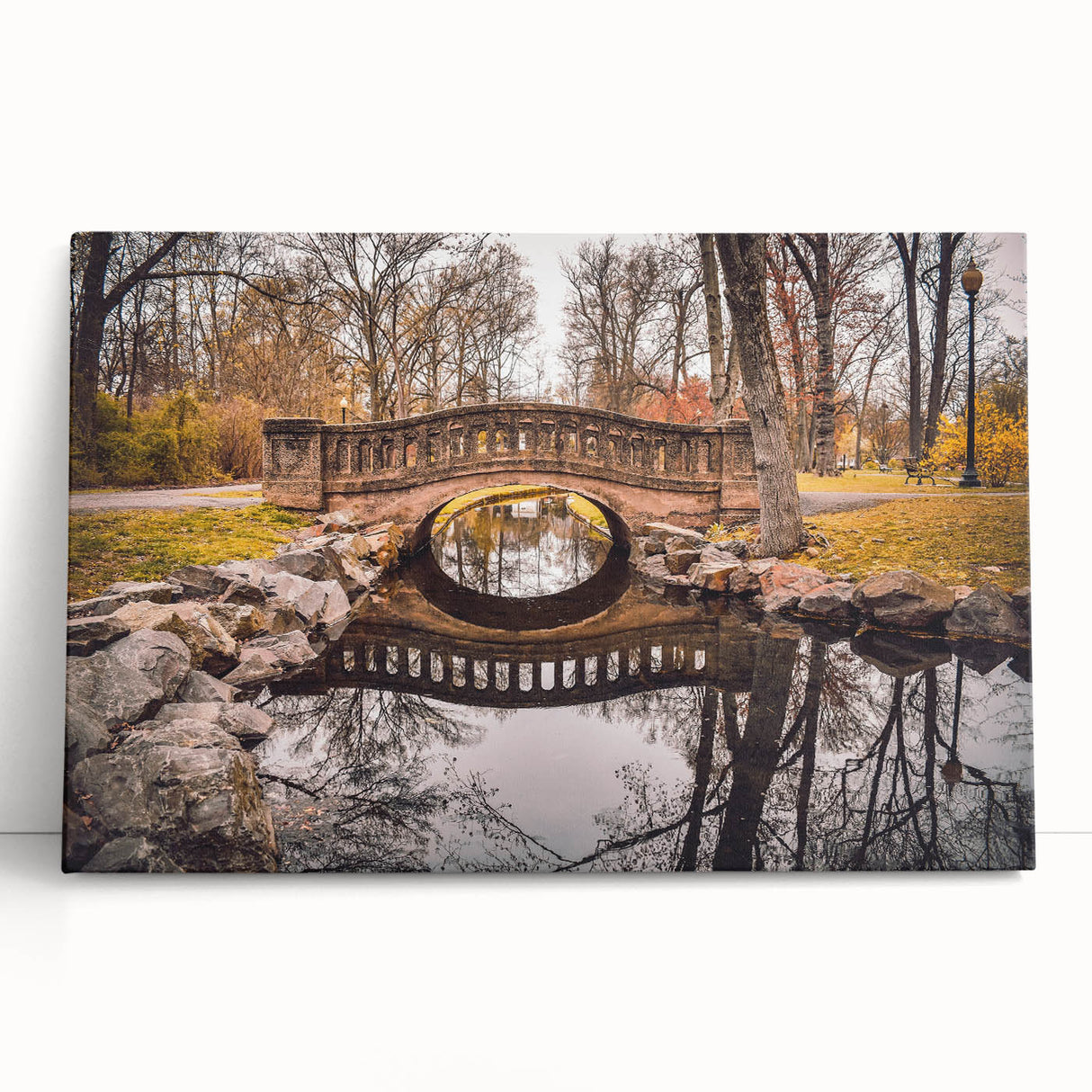 Large black and white stretched canvas of New Jersey scenery, ideal for kitchen wall art or bedroom ambiance.