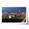 Extra large rolled print of Charlotte, North Carolina skyline in muted gray tones, ideal for art wall dining room.