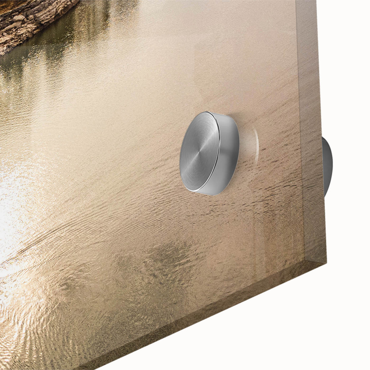 Large abstract wall art depicting Oklahoma scenery in muted earth tones on acrylic glass, ideal for dining room art.