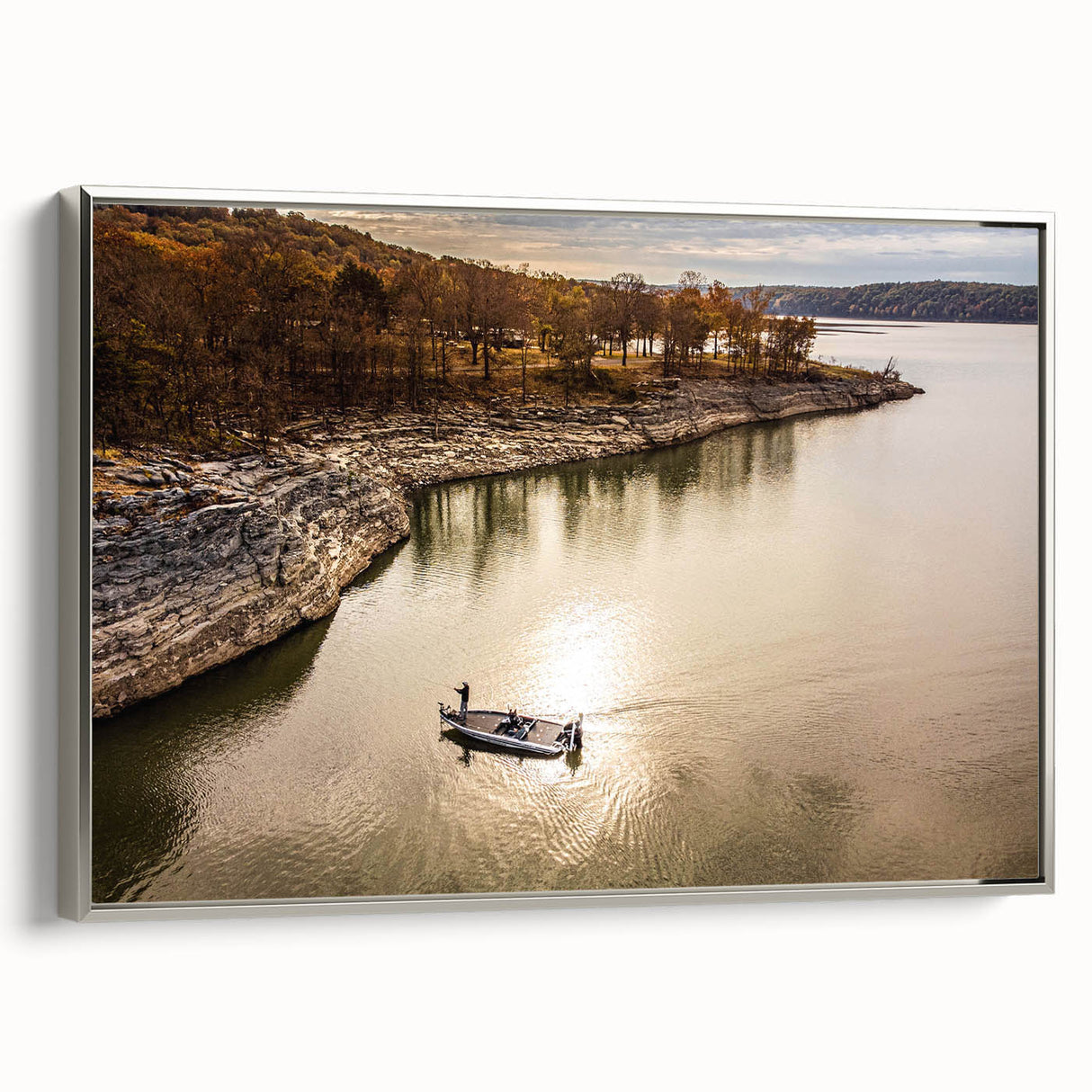 Framed canvas depicting a vibrant, colorful Oklahoma landscape in a vintage poster style, ideal for living room decor.