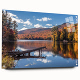 Acrylic print of a Vermont landscape in muted green and brown tones, suitable for bedroom or dining room decor.
