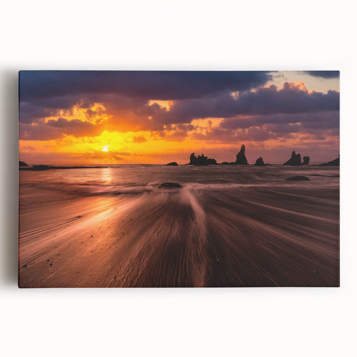 Black and white large art print of Seattle skyline on stretched canvas, suitable for kitchen wall art.