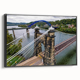 Black and white framed canvas of a vintage West Virginia landscape, ideal for bedroom wall art.
