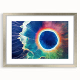 Textured art depicting abstract Yellowstone scenery in muted earth tones on a framed silver mat, ideal for bedroom art.