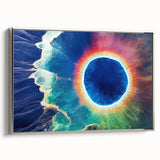 Framed canvas of a Yellowstone landscape painting, featuring vibrant green and blue tones, ideal for living room decor.
