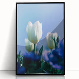Large abstract wall art depicting spring themes in vibrant greens and yellows on a framed acrylic panel.