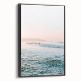 Black and white landscape painting on framed canvas, featuring a vintage poster style, ideal for bedroom decor.