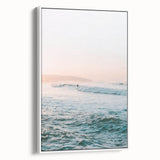 Vintage poster art on a framed canvas featuring vibrant, colorful artwork against a black background.