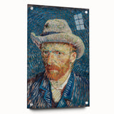 Vincent van Gogh-inspired acrylic glass print with swirling blue and yellow tones, suitable for bedroom or dining room decor.