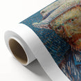 Art deco poster of a Van Gogh painting on rolled canvas, featuring vibrant colors, ideal for nursery wall art.