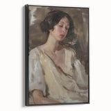 Framed abstract figurative wall art canvas with a sleek black frame, showcasing vibrant colors and unique shapes, perfect for modern home décor.