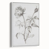 Framed canvas art featuring an abstract floral design in vibrant colors, displayed from a white side view, ideal for modern home decor.