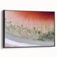 Framed abstract landscape canvas art showcasing a serene black and white design, perfect for modern home decor. The side view highlights its elegant frame and textured finish, ideal for adding sophistication to any room.