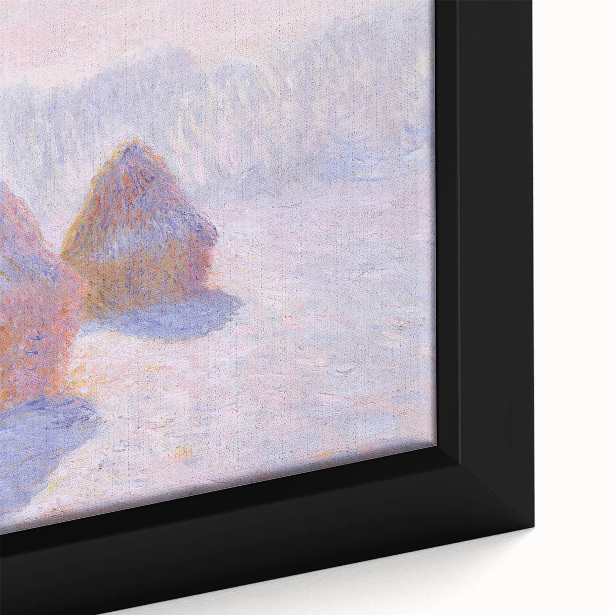 Impressionist Haystack Winter Scene - Monet Snow & Sun Effect Print