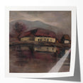 Moody Lakeside Landscape - Serene Modern Wall Art in Earth Tones