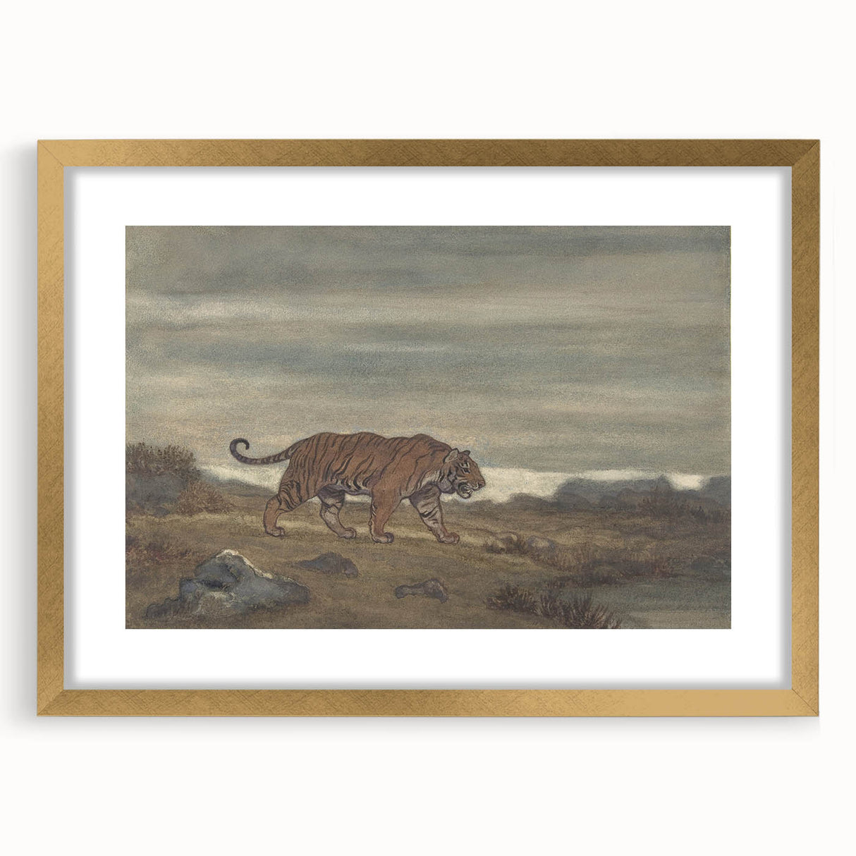 Majestic Realism Art Print of a Tiger in Nature’s Landscape
