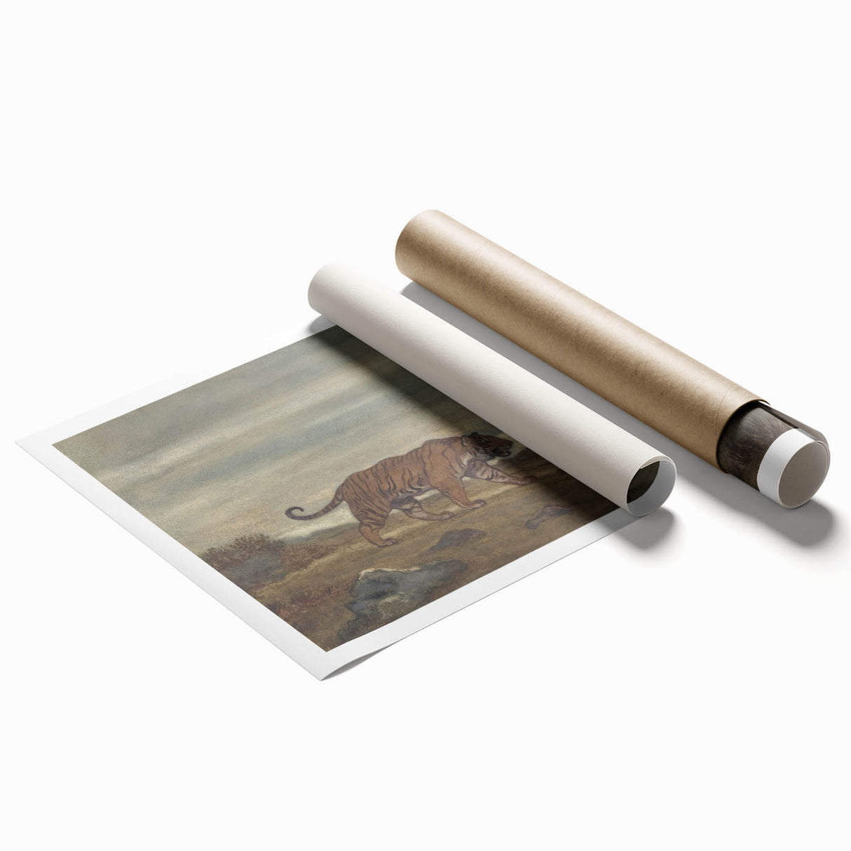 Majestic Realism Art Print of a Tiger in Nature’s Landscape