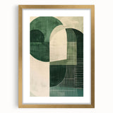 Contemporary Dining Art Pieces - Geometric Green Abstraction