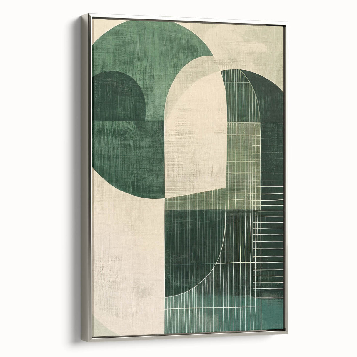Contemporary Dining Art Pieces - Geometric Green Abstraction