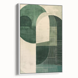 Contemporary Dining Art Pieces - Geometric Green Abstraction