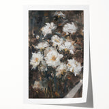 Colorful abstract floral design on rolled canvas print, showcasing vibrant hues of blue, pink, and green, elegantly packaged in a protective tube for art enthusiasts.