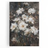 Abstract floral stretched canvas artwork showcasing vibrant colors, intricate patterns, and a contemporary design, perfect for modern home decor.