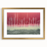 Abstract landscape artwork framed in gold with a white mat, showcasing vibrant colors and intricate details, perfect for modern home decor and aesthetic enhancement.