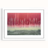 Abstract landscape artwork in a white frame with a mat, showcasing vibrant colors and fluid shapes, ideal for modern home decor. Perfect for enhancing any living space or office.