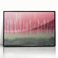 Framed acrylic artwork showcasing an abstract landscape design with vibrant colors, set in a sleek black frame, ideal for modern home decor.