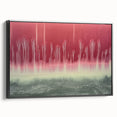 Framed abstract landscape canvas art showcasing a vibrant color palette of blues and greens, featuring a modern design with black edges, ideal for contemporary decor.