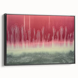 Framed abstract landscape canvas art showcasing a vibrant color palette of blues and greens, featuring a modern design with black edges, ideal for contemporary decor.