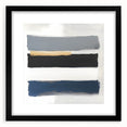 Large Abstract Wall Art – Navy, Gray & Gold Minimal Brushstrokes