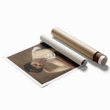 Elegant Realism Art Print of Woman Reading in a Calm, Reflective Pose