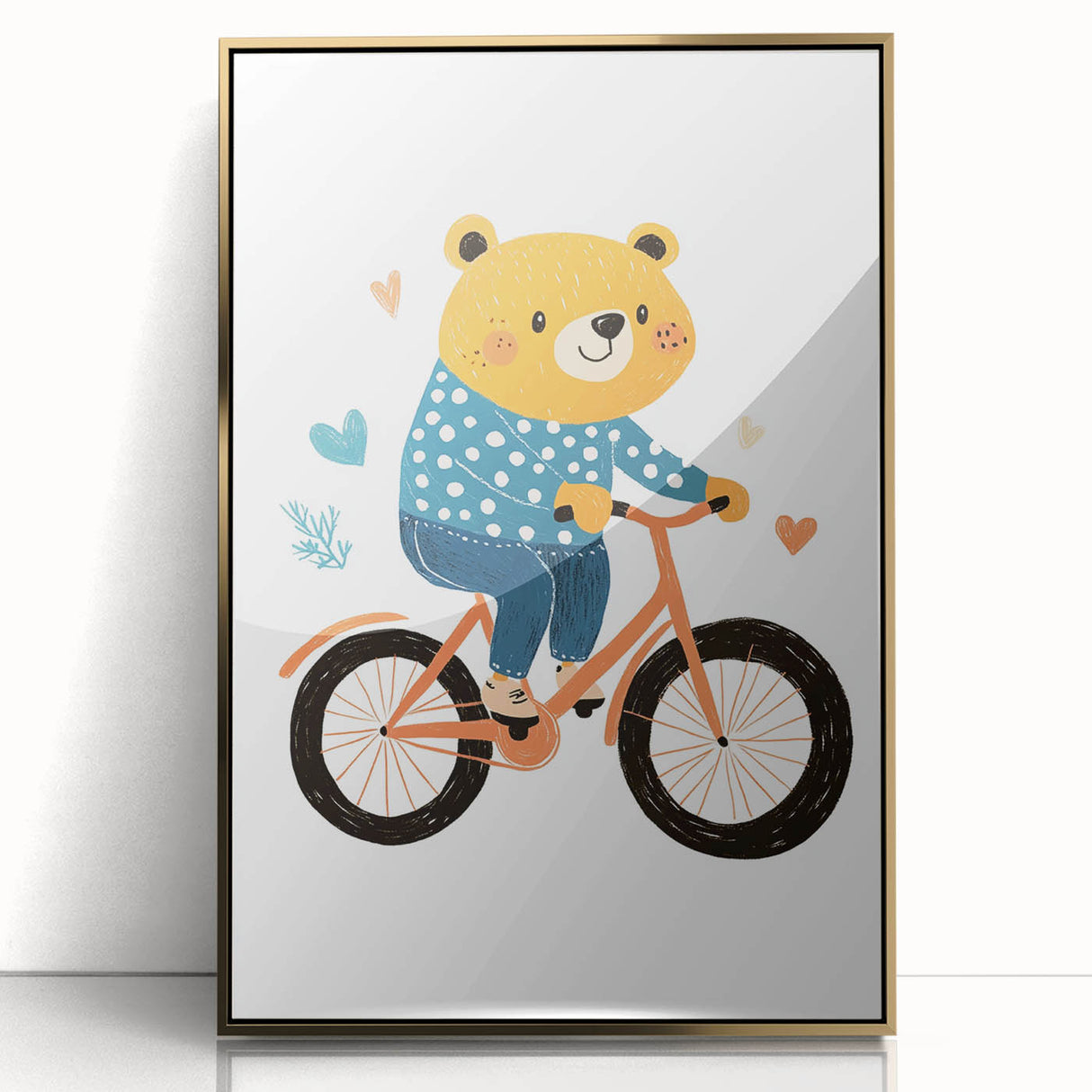 Adorable Bear on Bicycle Wall Art - Girls Room & Playroom Decor
