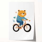 Adorable Bear on Bicycle Wall Art - Girls Room & Playroom Decor
