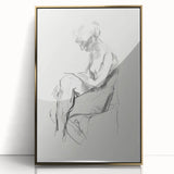 Abstract figurative wall art featuring gold accents in a sleek frame, showcasing modern artistic design with a vibrant color palette, ideal for contemporary decor.