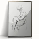 Framed abstract figurative artwork in silver-acrylic finish, showcasing dynamic shapes and vibrant colors, ideal for enhancing modern interior decor.