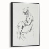 Framed abstract figurative canvas art with a sleek black border, showcasing dynamic shapes and vibrant colors, perfect for modern home decor.