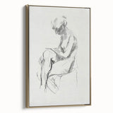 Framed abstract figurative canvas art with a gold frame, showcasing a modern design and vibrant colors, ideal for contemporary home decor.