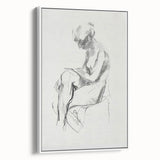 Framed abstract figurative canvas artwork displayed in a sleek white frame, showcasing vibrant colors and dynamic shapes, perfect for modern home decor.