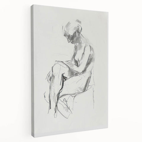 Abstract figurative stretched canvas artwork showcasing vibrant colors and dynamic shapes, viewed from the side, perfect for modern home decor.