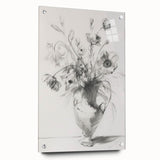 Abstract floral acrylic art piece displayed in a glass frame, showcasing vibrant colors and intricate details, perfect for modern home decor.