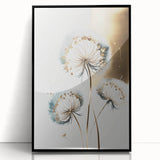 Framed acrylic artwork displaying a vibrant abstract floral design in hues of pink, orange, and green, set against a sleek black frame for modern decor. Perfect for contemporary home styling or office spaces.
