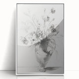 Framed acrylic artwork featuring abstract floral designs in vibrant colors, displayed in a sleek white frame, perfect for modern home decor.
