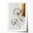 Abstract floral design rolled print showcasing vibrant colors of blue, pink, and green with intricate detailing, ideal for modern home decor or artistic displays.
