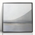 Framed abstract landscape artwork in black acrylic, showcasing a serene blend of soft blues and greens, perfect for modern home decor. Ideal for enhancing living spaces with a touch of sophistication.