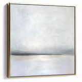 Framed abstract landscape canvas art in silver and gold hues, showcasing a modern design that enhances contemporary decor, perfect for living spaces or offices.