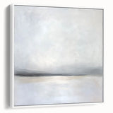Framed abstract landscape canvas art in a white frame, showcasing vibrant colors and dynamic shapes, perfect for modern home decor or artistic spaces.
