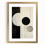 Abstract minimalist wall art framed in gold, showcasing a geometric design with soft color tones, perfect for modern home decor or office settings.